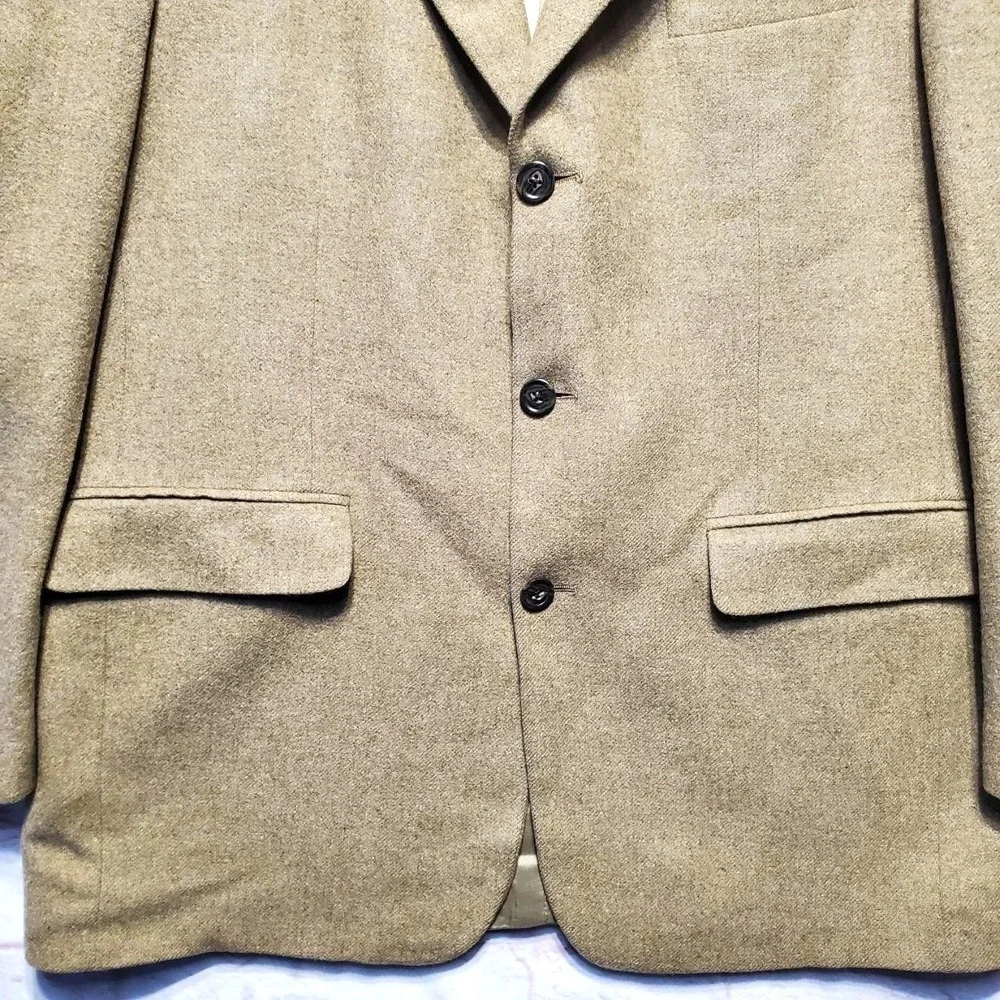 VTG Bill Blass Camel Hair Blazer Mens 42R Tan Sport Coat‎ Made USA 80s Old Money
